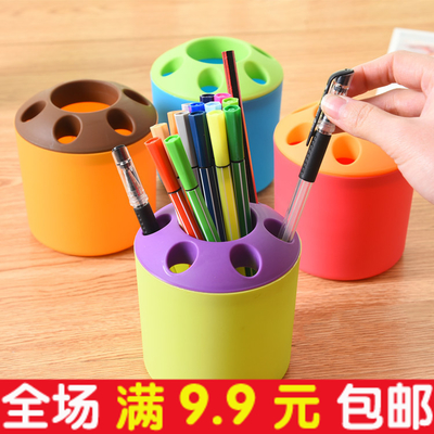 创意文具多孔塑料牙刷架笔筒多功能桌面笔筒牙刷牙膏座小礼品奖品